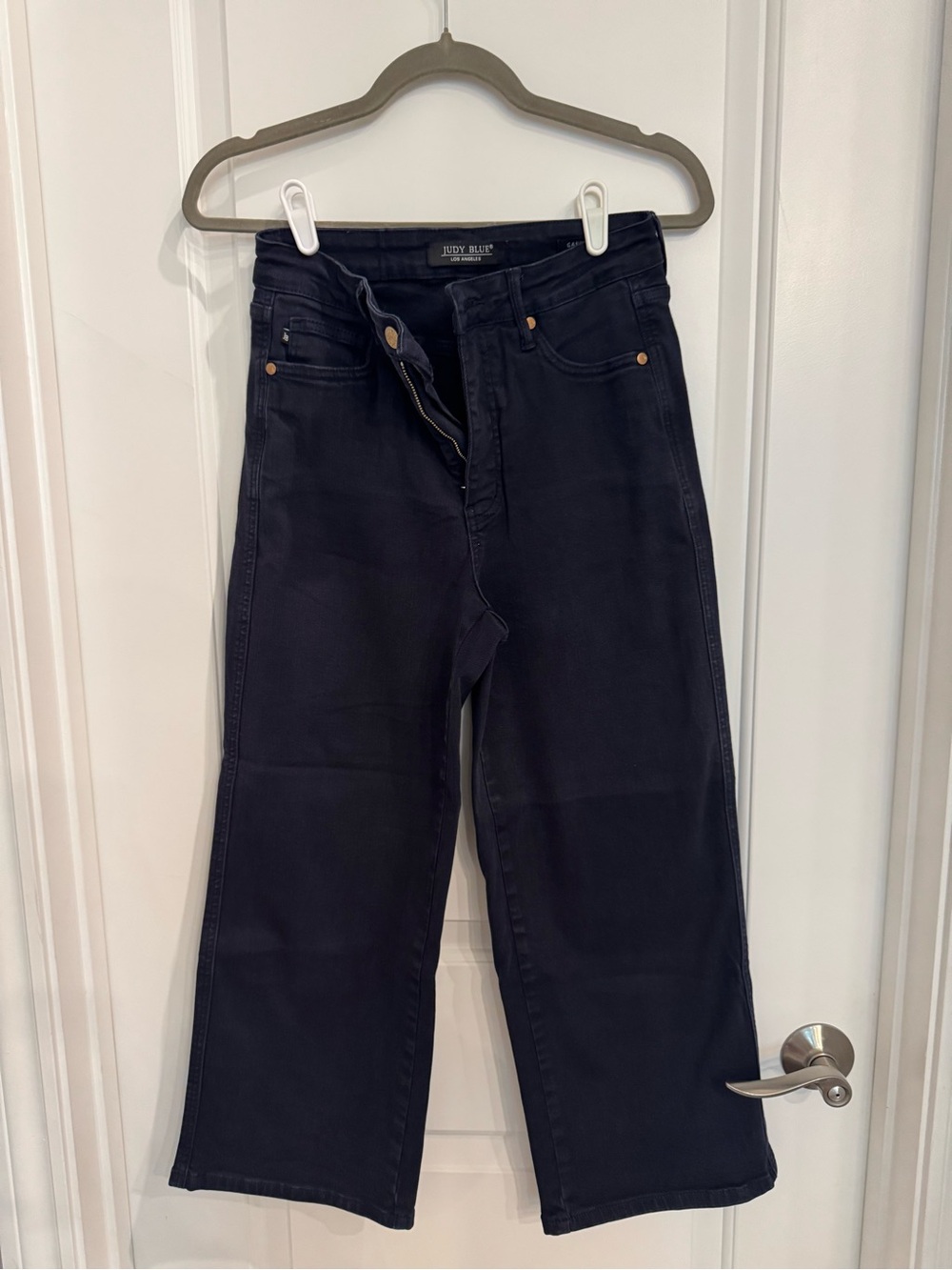 Judy Blue Women’s Wide Leg Jeans - Dark Denin Cropped
